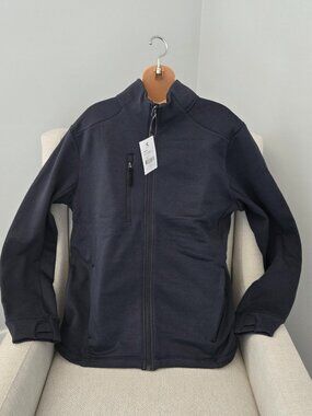 Knoss Men's L Blue Full Zip Brushback Fleece Jacket Coat